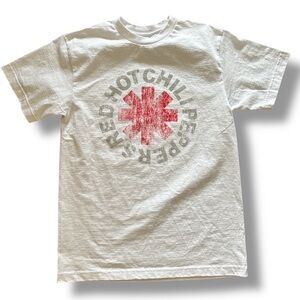 Red Hot Chili Peppers White Crewneck Short Sleeve Cotton Graphic Tee